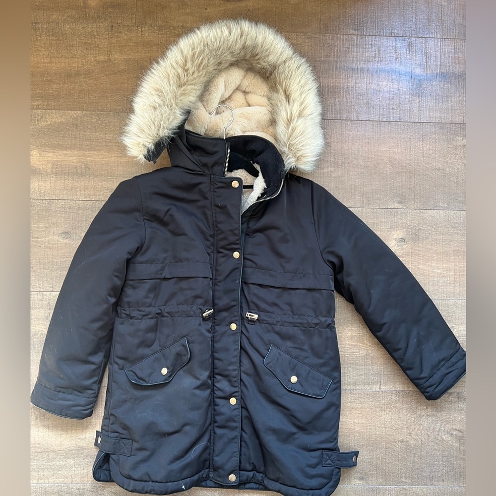 Kid’s Zara Hooded Nylon Black Parka